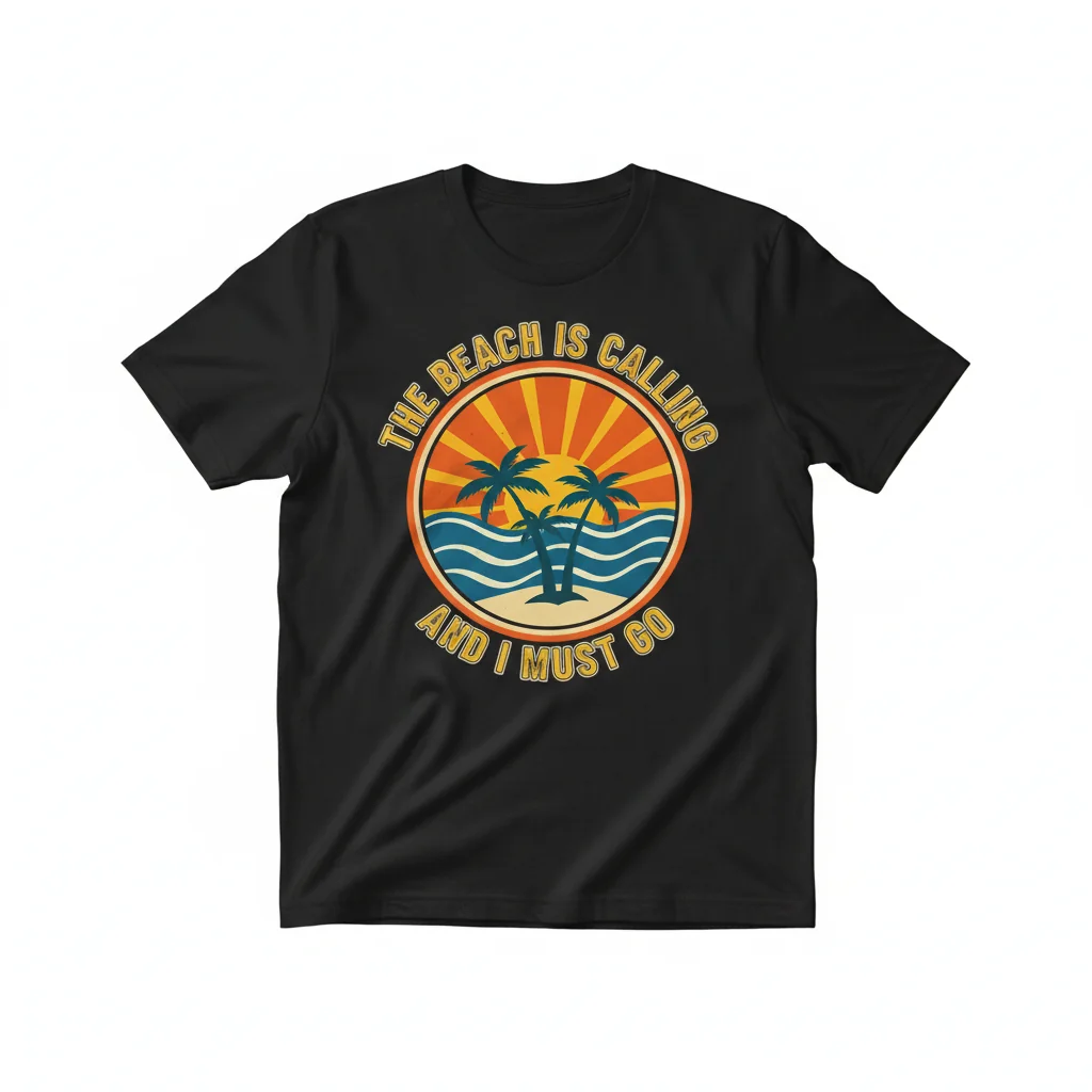 Coastal Vibe "The Beach Is Calling" Essential T-Shirt - Unisex Soft Cotton Tee