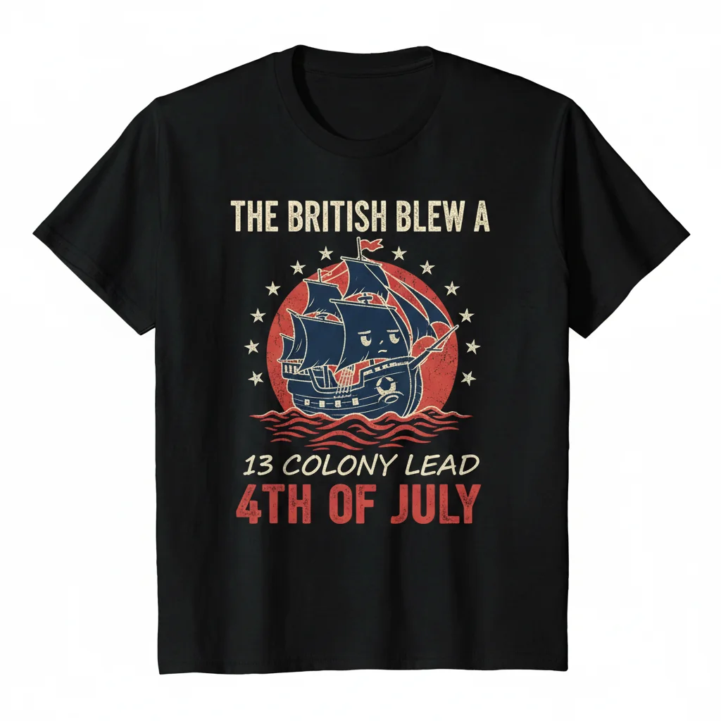 Divertido Camiseta Esencial 4 de Julio - "The British Blew a 13 Colony Lead"