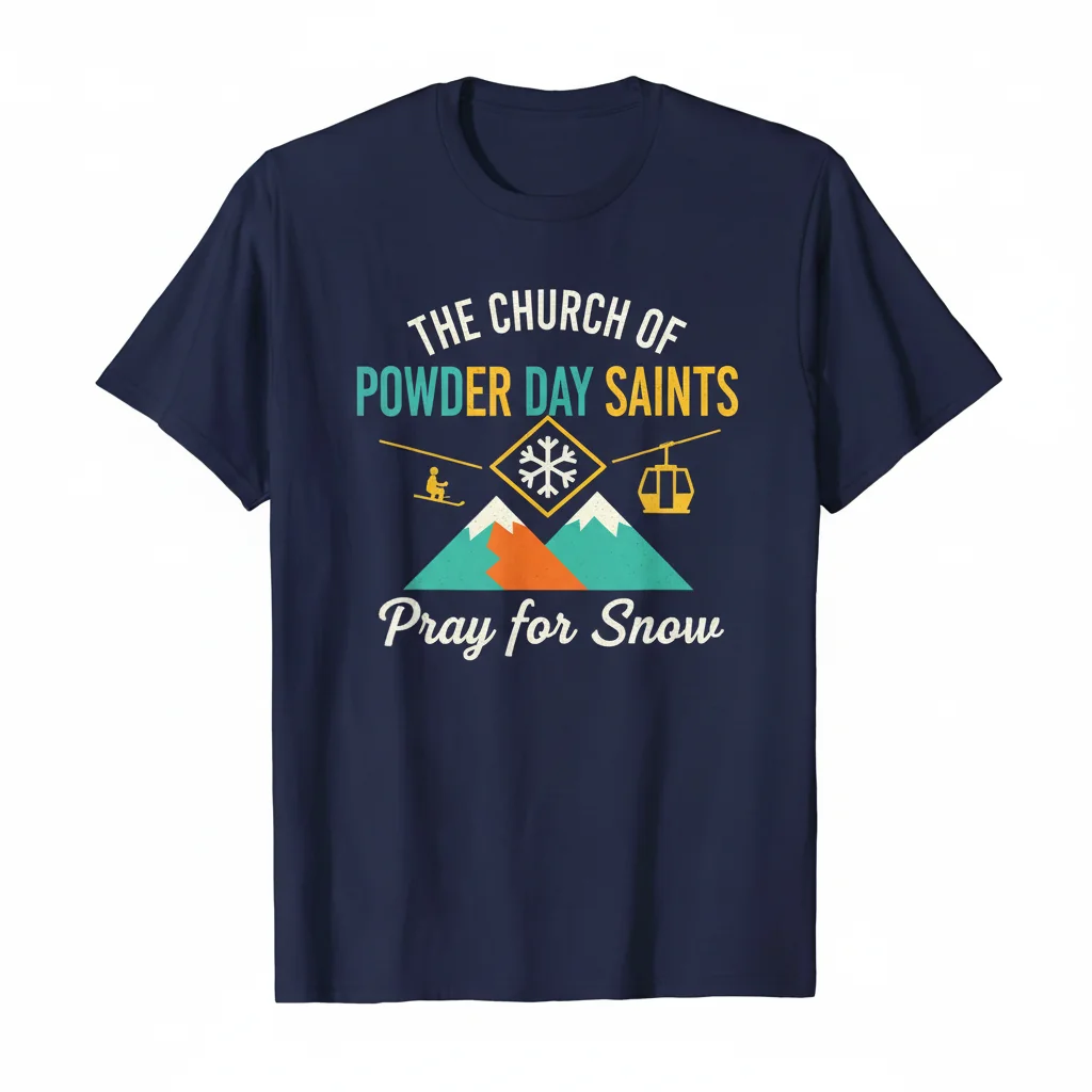 Church of Powder Day Saints Pray for Snow T-Shirt – Ski & Snowboard Tee