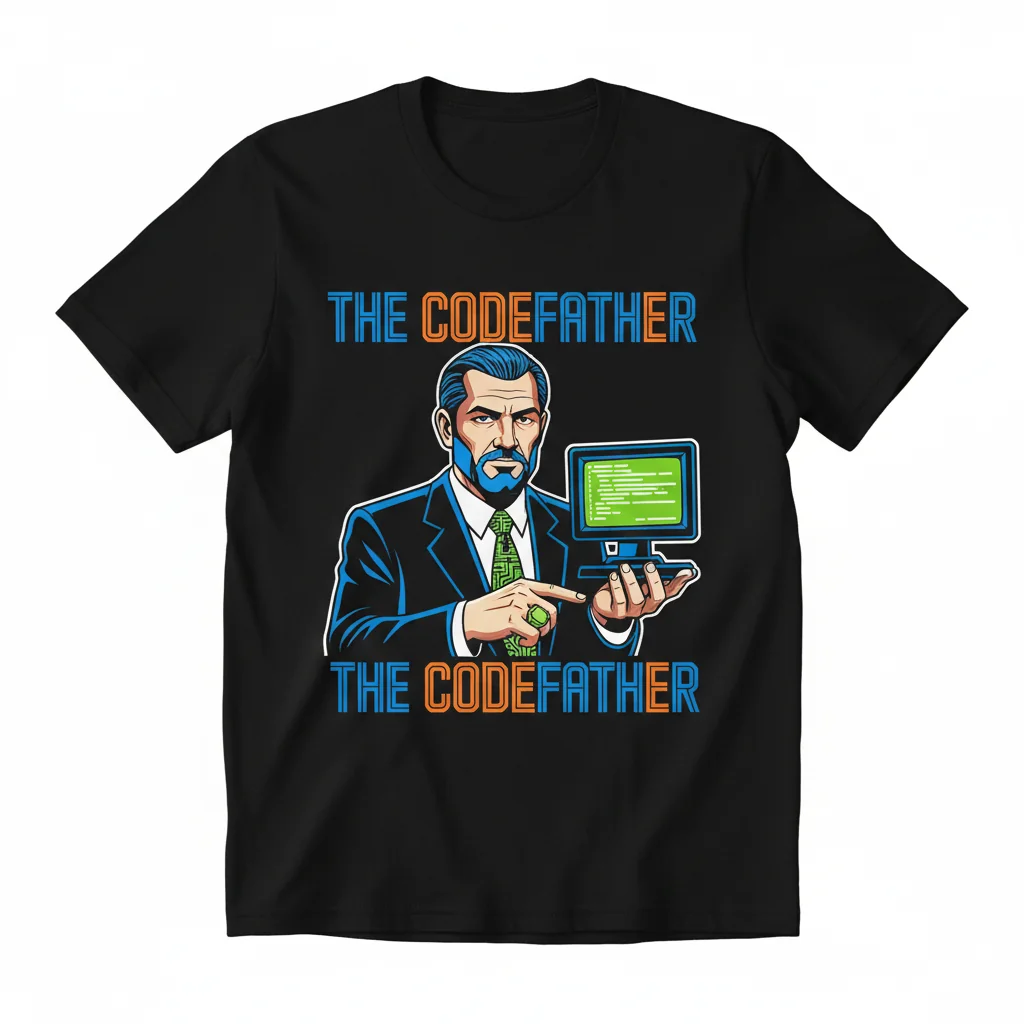 The Codefather Tee: Wearable Art for the Modern Coder