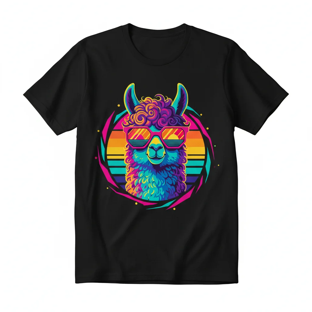 Cool Curly Haired Llama T-Shirt | Funny Animal Graphic Tee | Unisex Cotton Shirt
