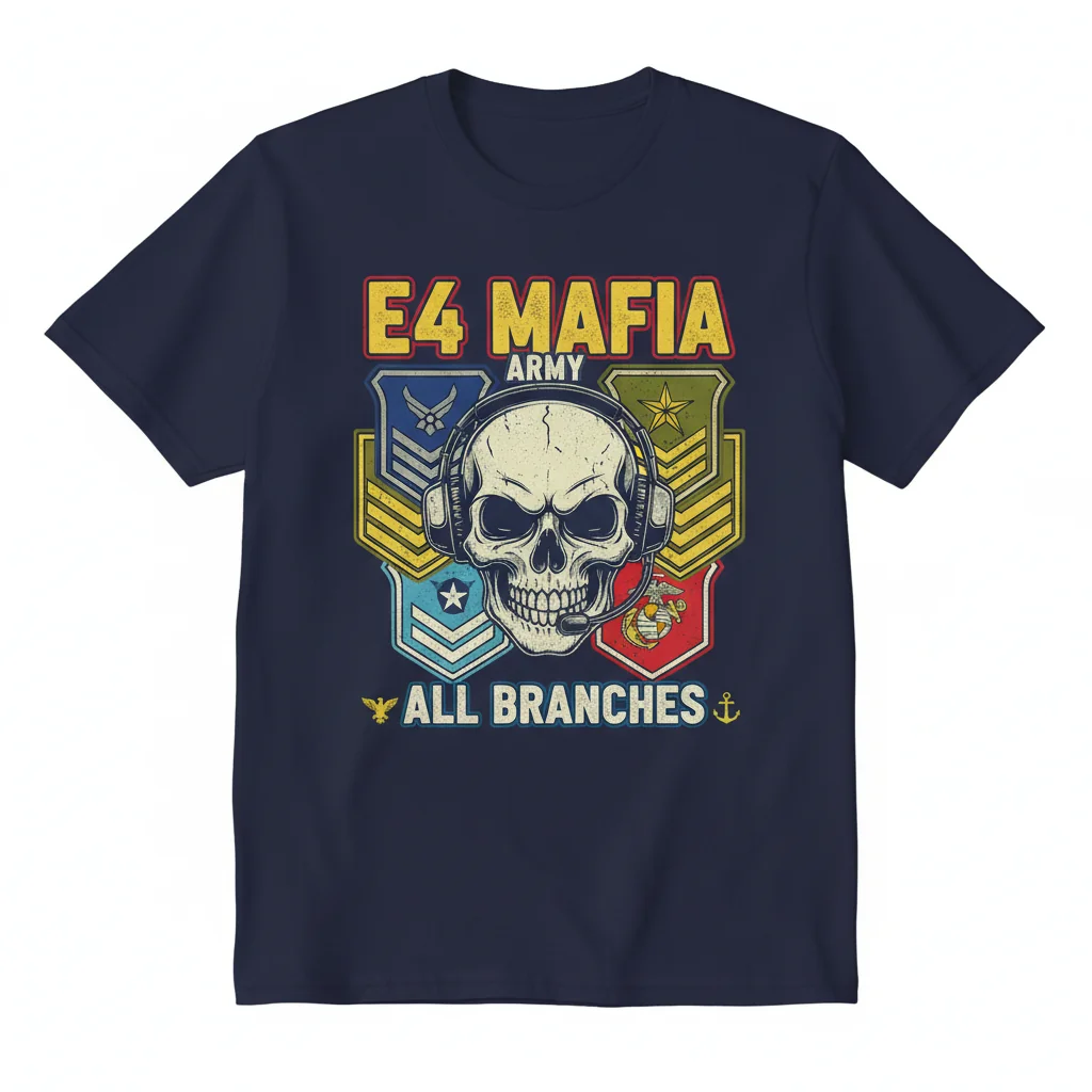 The E4 Mafia - All Branches: Durable, Fade-Resistant Essential T-Shirt