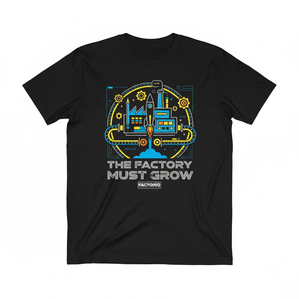 Factorio "The Factory Must Grow" Meme T-Shirt - Durable & Comfortable
