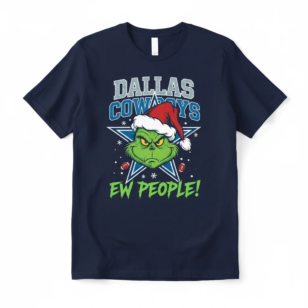 The Grinch Dallas Cowboys 'EW People' NFL Christmas Tee – Holiday Spirit Reimagined