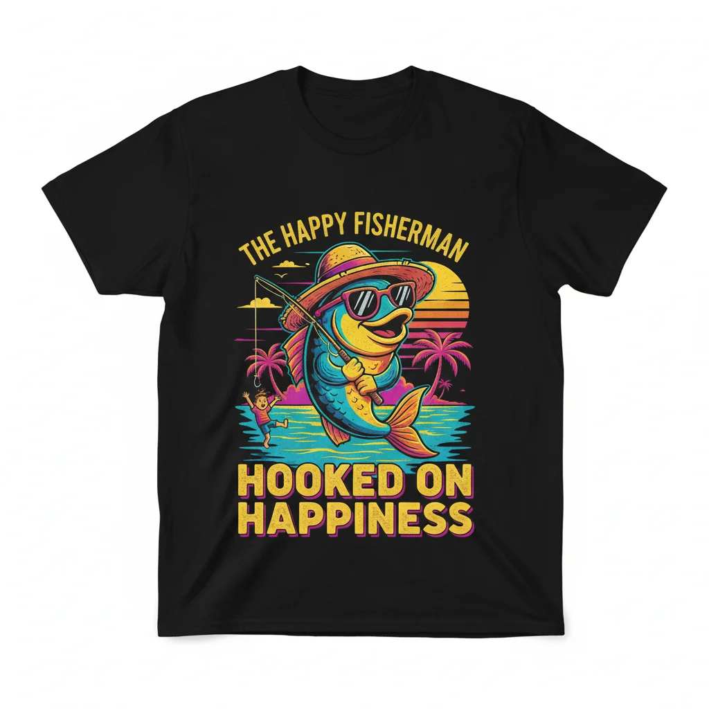 The Happy Fisherman T-Shirt - Comfortable & Stylish Angler Tee