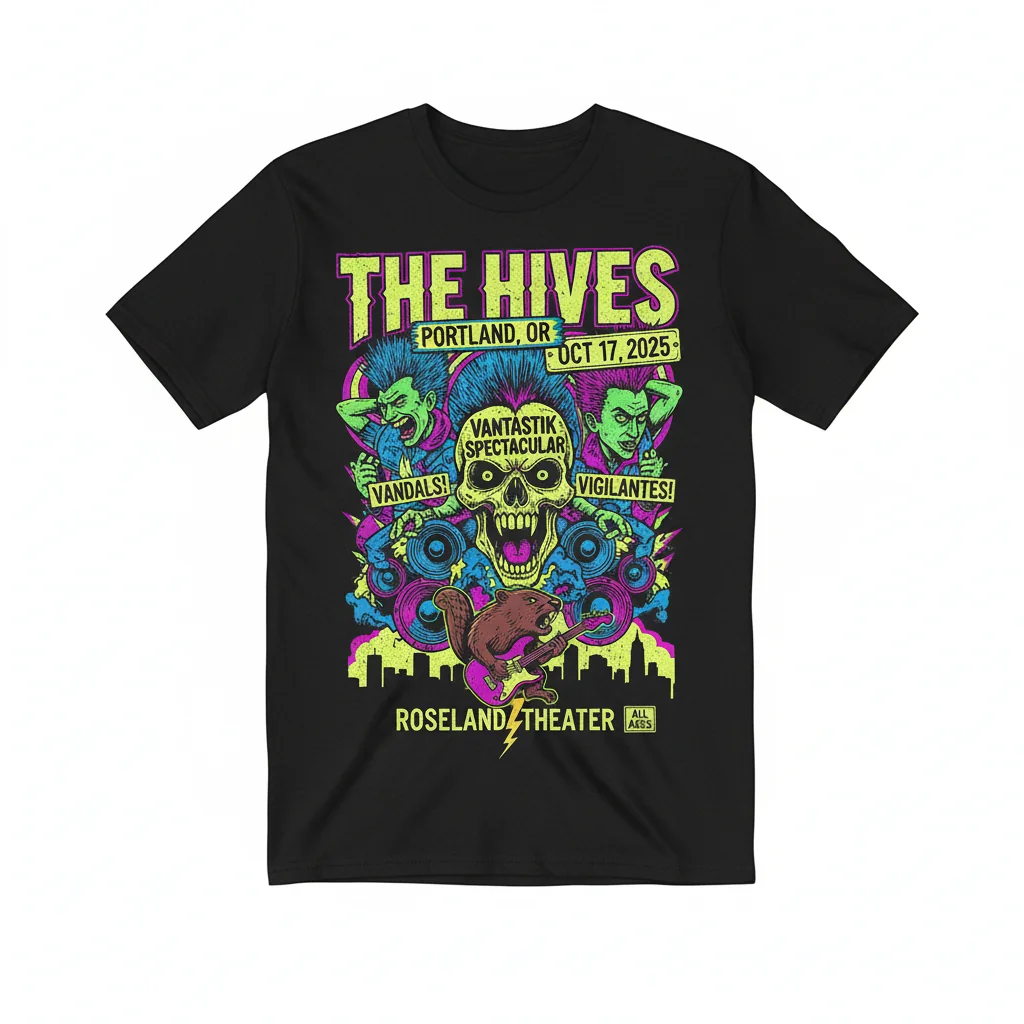 The Hives Portland Oregon Concert Poster T-Shirt - Premium Band Merch