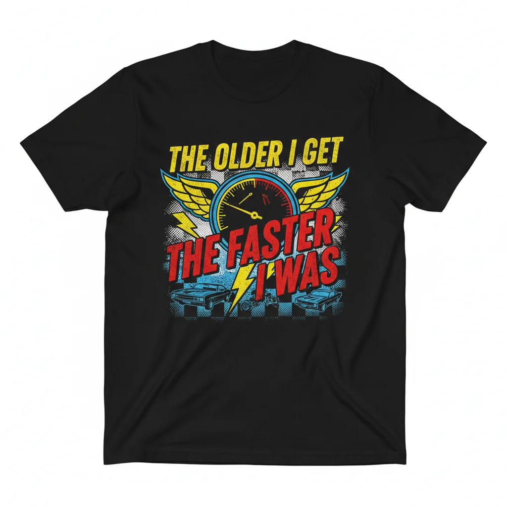 Divertida Camiseta "Cuanto Más Mayor Me Hago, Más Rápido Fui" para Hombres y Mujeres – 100% Algodón Anillado