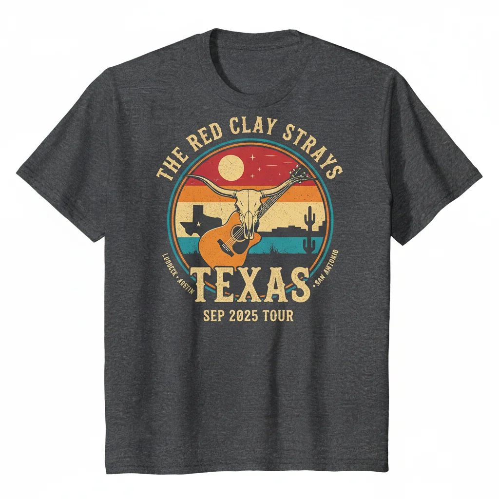 Red Clay Strays 2025 Texas Tour Poster T-Shirt – Official Concert Merch
