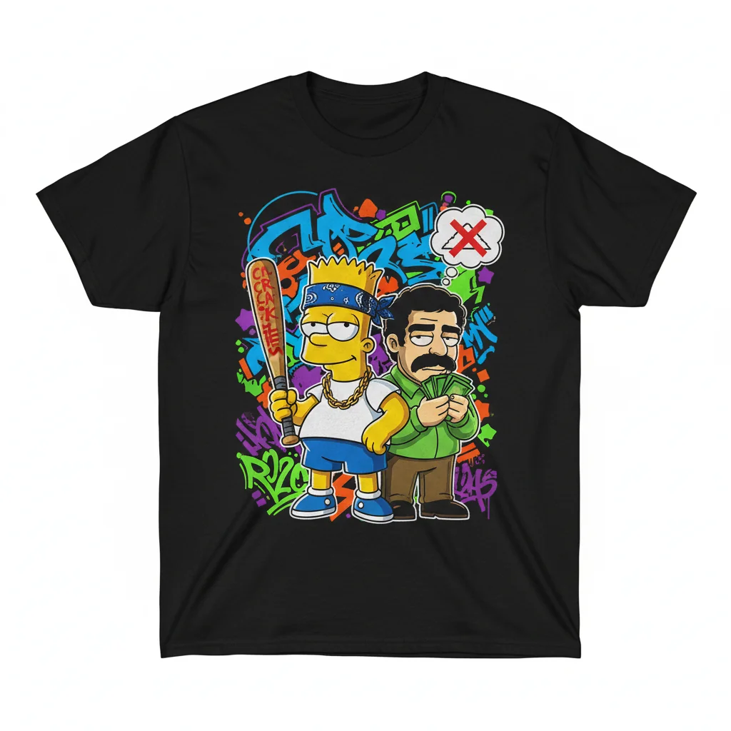 The Simpsons Bart vs. Escobar: Pop Culture Clash Tee
