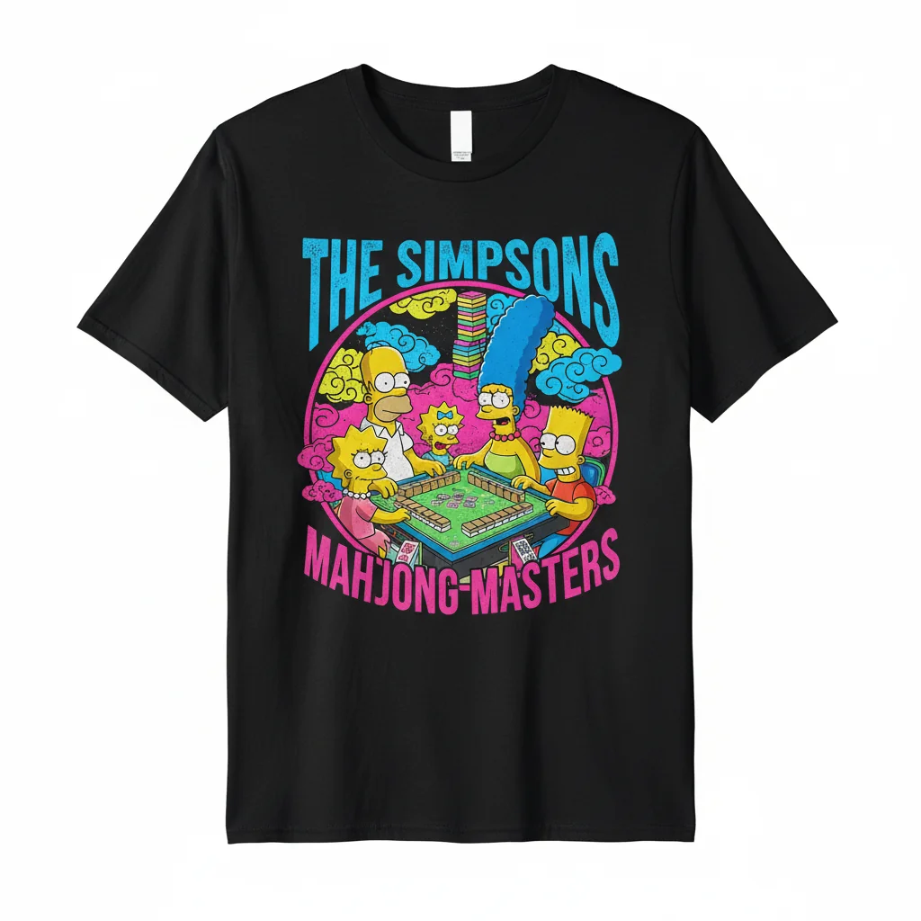 The Simpsons Playing Mahjong T-Shirt – Premium Cotton Graphic Tee