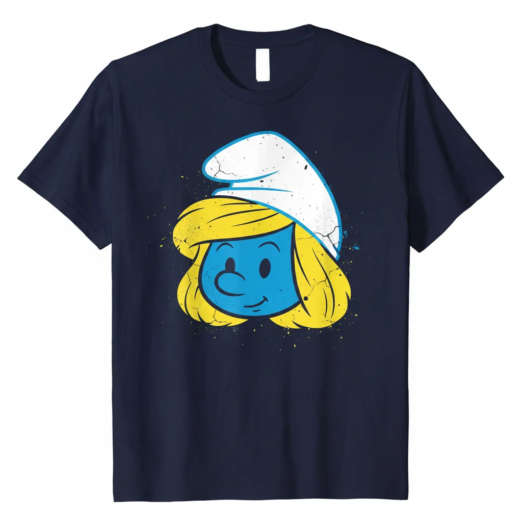 The Smurfs Smurfette Watercolor Portrait Distressed Essential T-Shirt - Official Merch