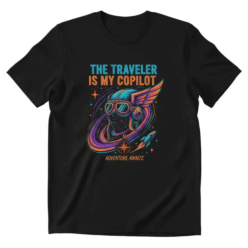 Camiseta Esencial "The Traveler is my Copilot" – Durabilidad Superior y Ajuste Perfecto