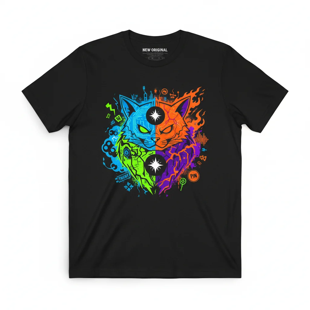 The World Ends With You Gatito Yin Yang Visionary Blend T-Shirt