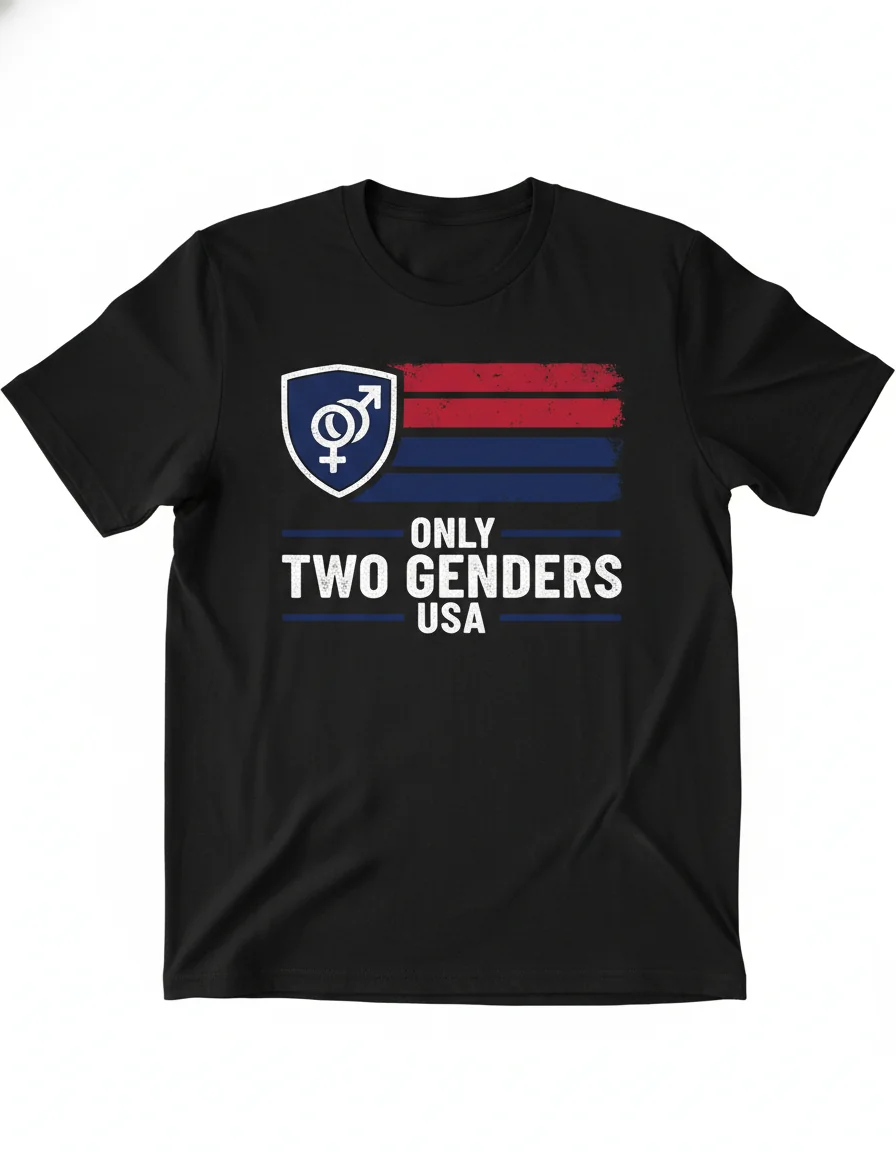 Classic Truth USA Flag Tee | Original Two Genders Artwork