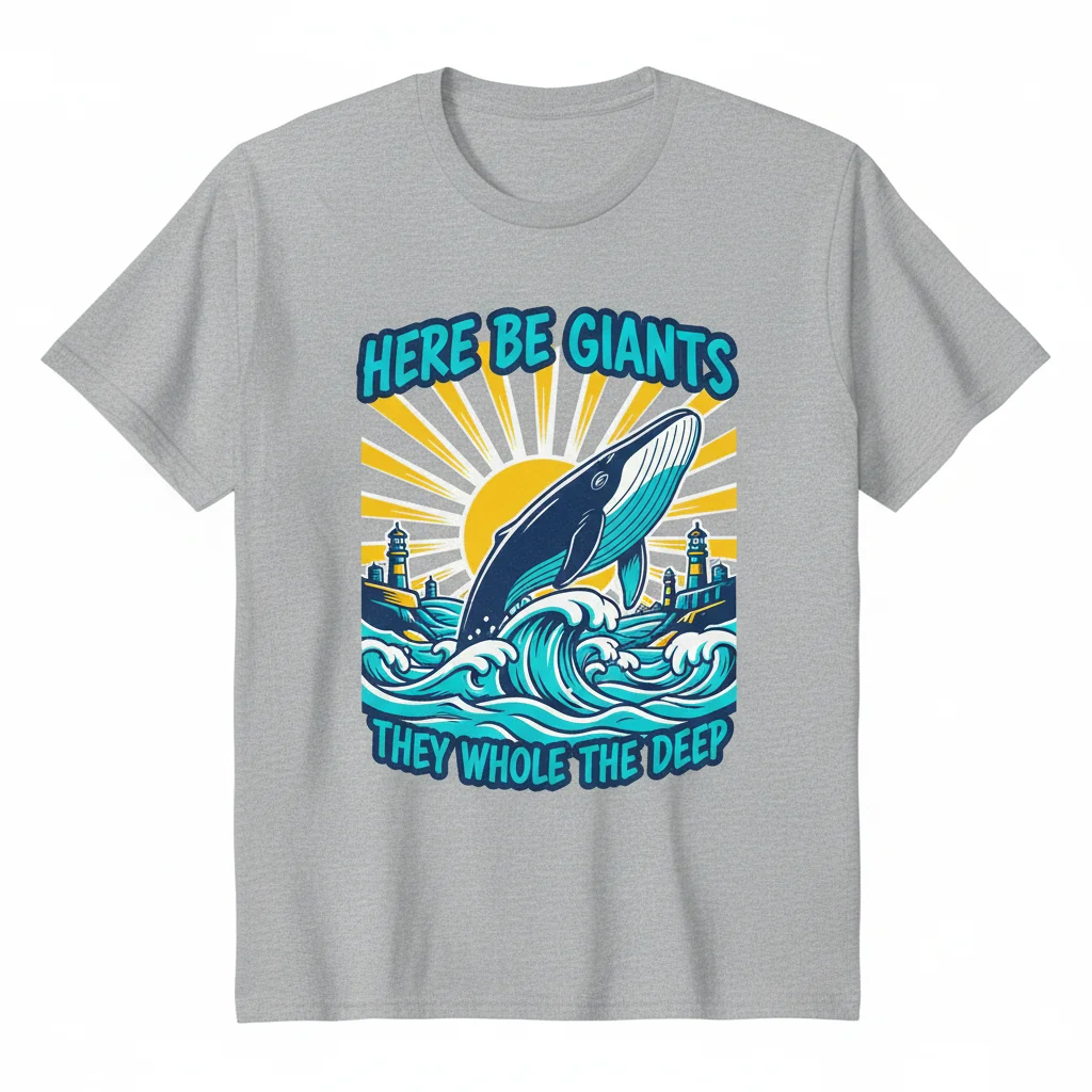 Whales Here Graphic Tee - Men's & Women's Ring-Spun Cotton T-Shirt