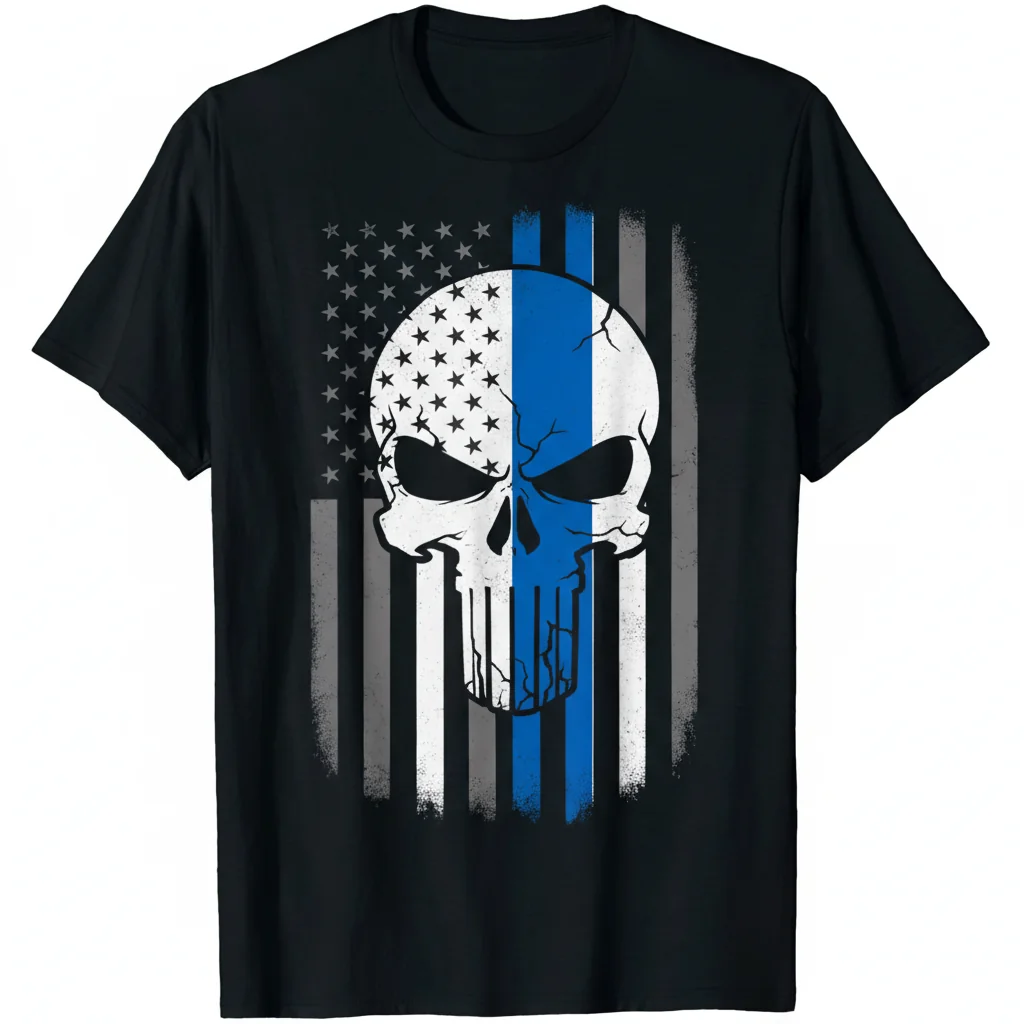 Thin Blue Line Punisher Flag Essential T-Shirt - Support Law Enforcement