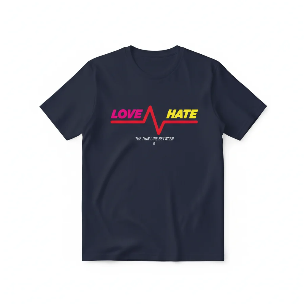 Thin Line Between Love & Hate Graphic T-Shirt - Premium Cotton Tee