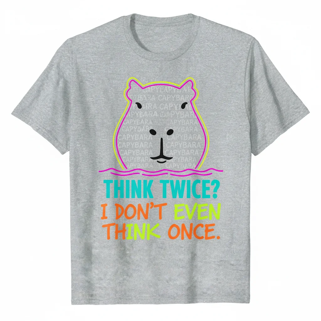 Embrace Spontaneity: The "Think Twice? I Don't Even Think Once Capybara" Art Tee