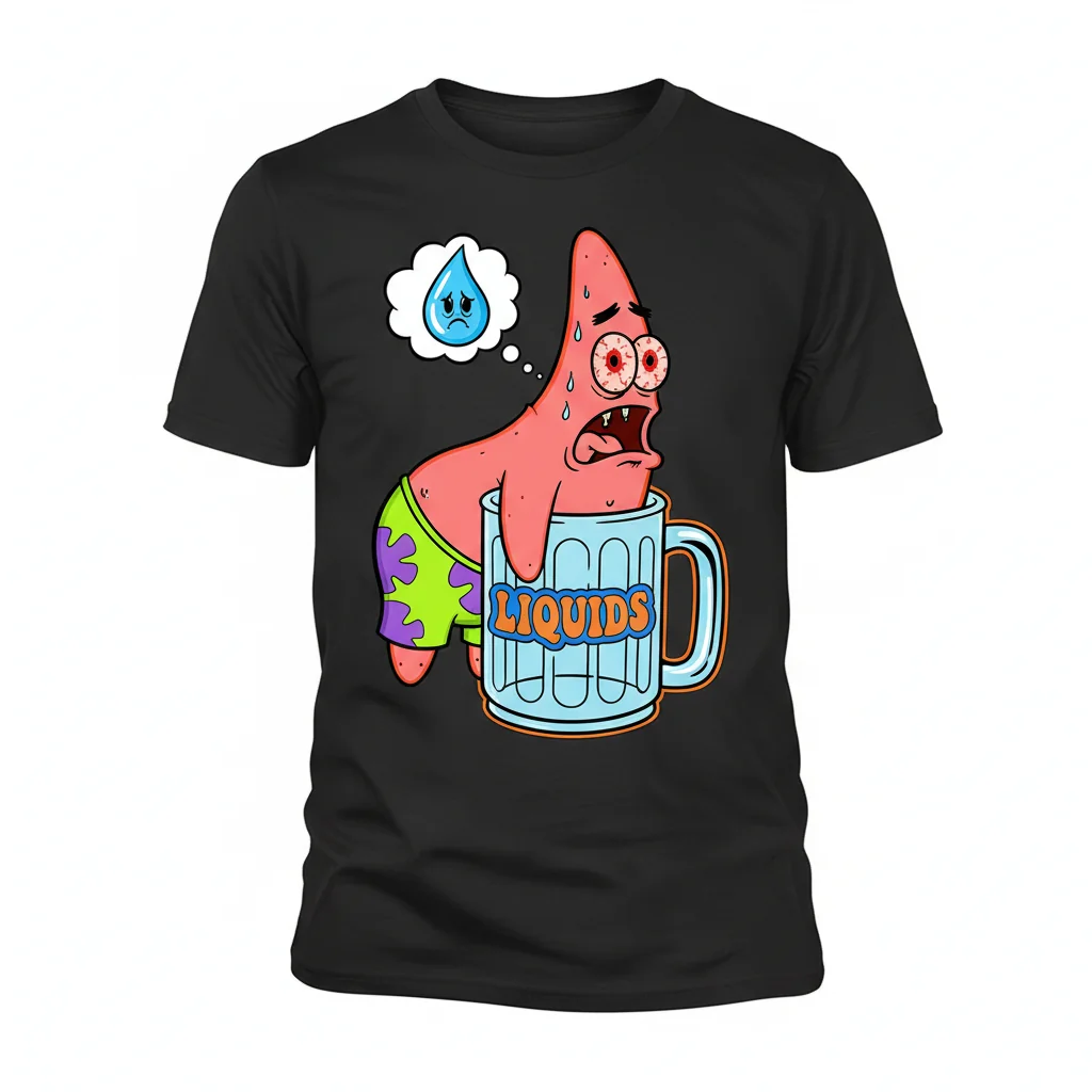 Thirsty Patrick Star Essential Tee - Funny Cartoon T-Shirt