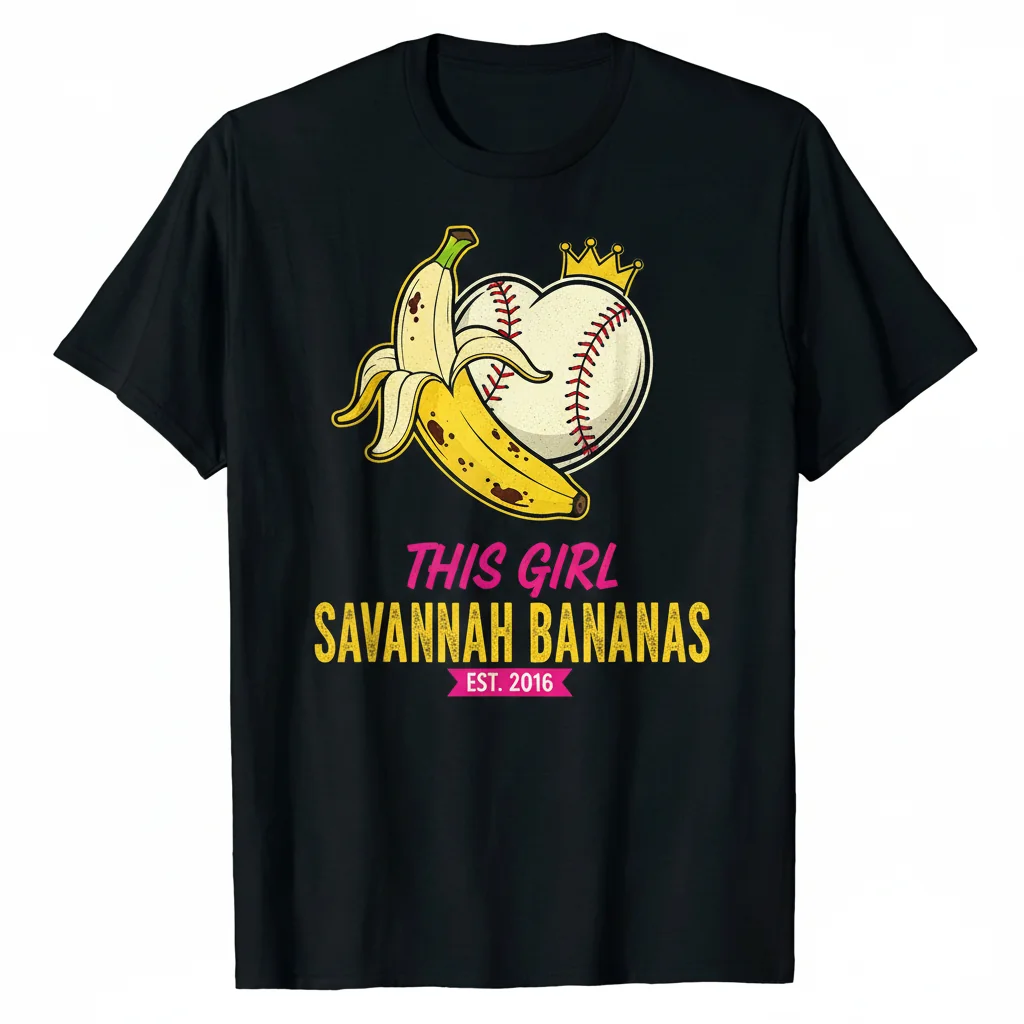 Savannah Bananas Baseball Heart Shirt – Girls' Fan Tee