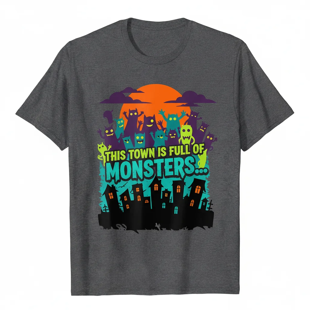 Camiseta Esencial "Este Pueblo Está Lleno de Monstruos..." – Algodón Suave y Ajuste Cómodo
