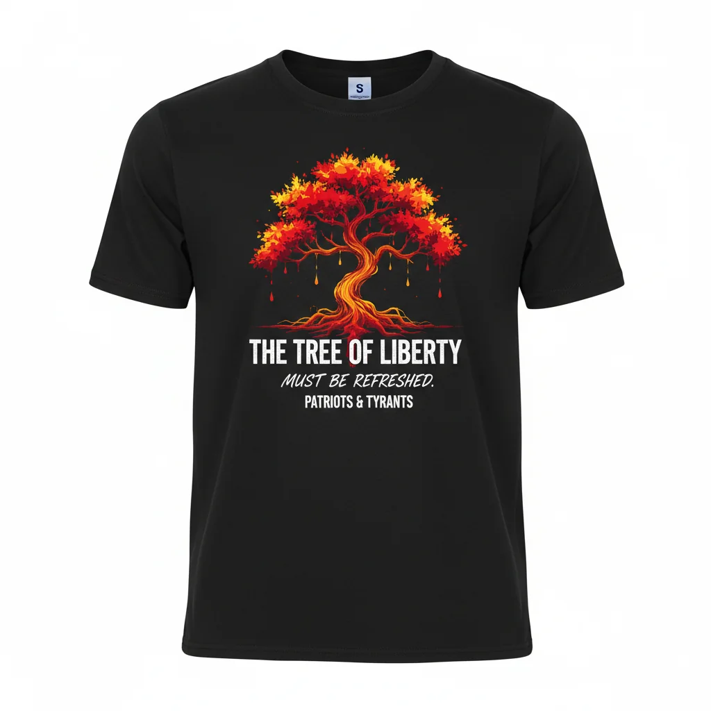 Thomas Jefferson 'Tree of Liberty' Heavyweight T-Shirt - Black (Size S)