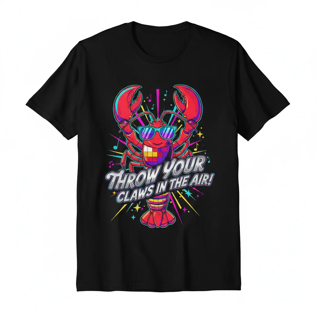 Essential T-Shirt: Throw Your Claws In The Air! Partying Disco Lobster Original Artwork - High-Resolution Print