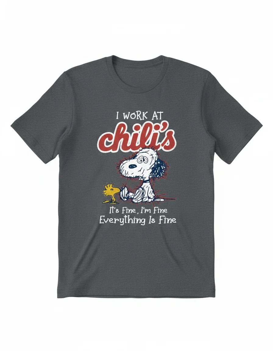 Snoopy & Woodstock "I Work at Chili's, I'm Fine" T-Shirt