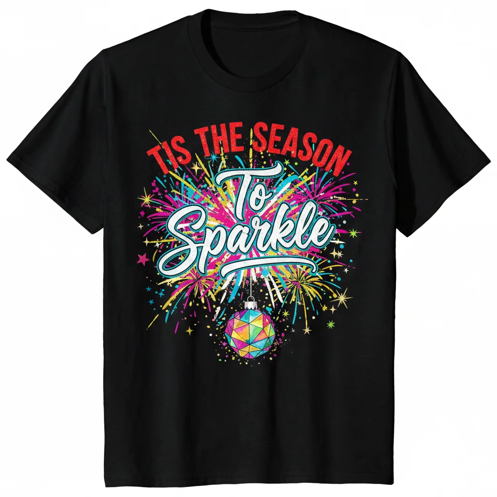 Festive Sparkle Essential T-Shirt | Durable Christmas Holiday Comfort