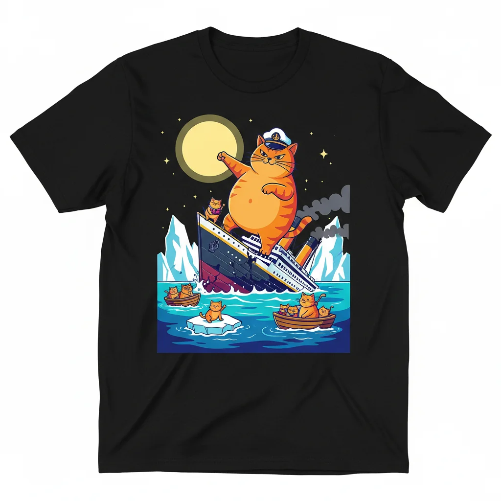 Titanic Cat Sinking Kitty: A Cinematic Whiskered Masterpiece Essential Tee