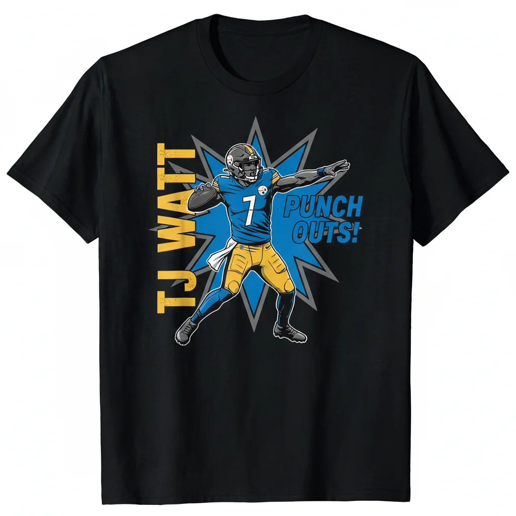 TJ Watt Pittsburgh Steelers Charcoal Punch Outs Premium Fan T-Shirt
