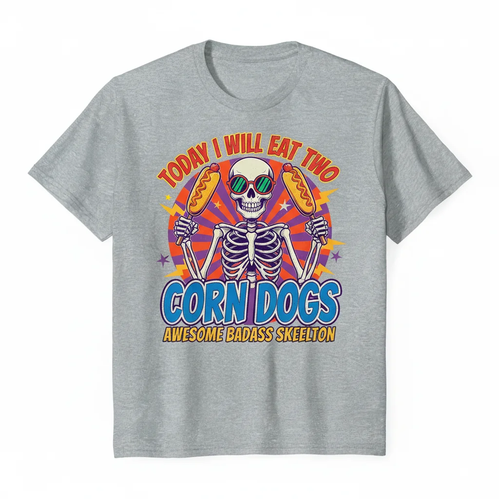 Today I Will Eat Two Corn Dogs: Awesome Badass Skeleton Premium T-Shirt – Fade-Resistant & Perfect Fit