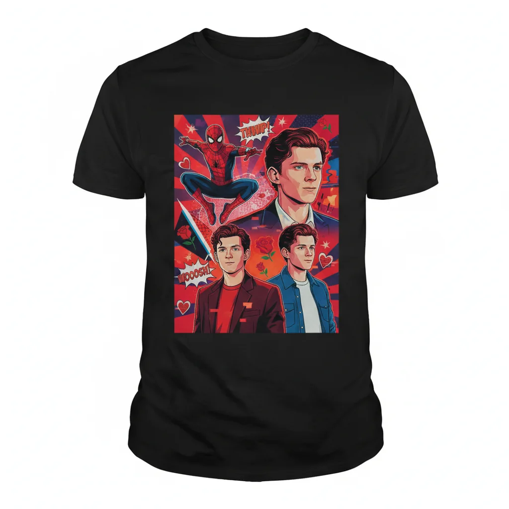 Tom Holland Red Collage Essential T-Shirt - Fan Art Apparel
