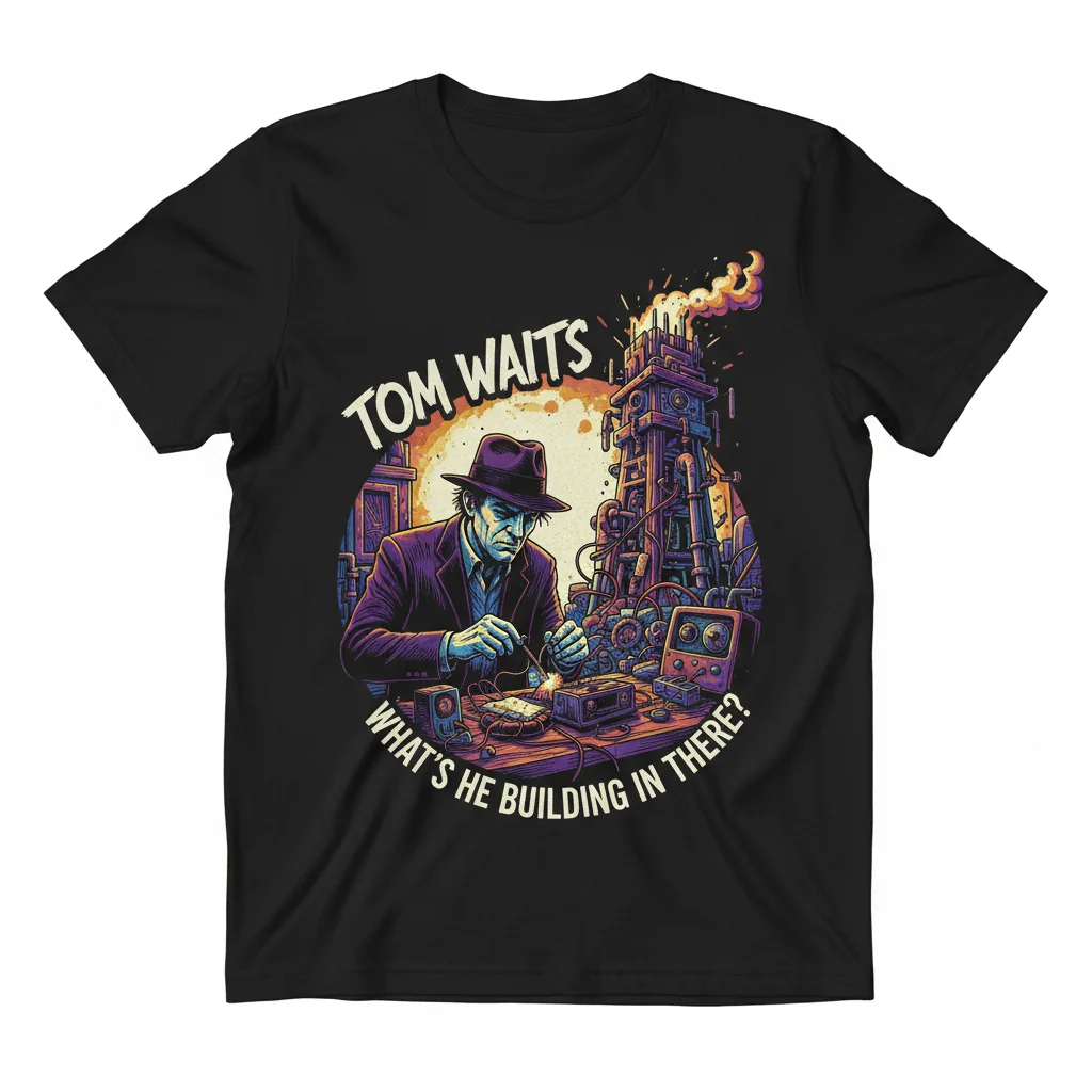 Tom Waits "What's He Building in There?" Essential T-Shirt – Classic Fan Apparel