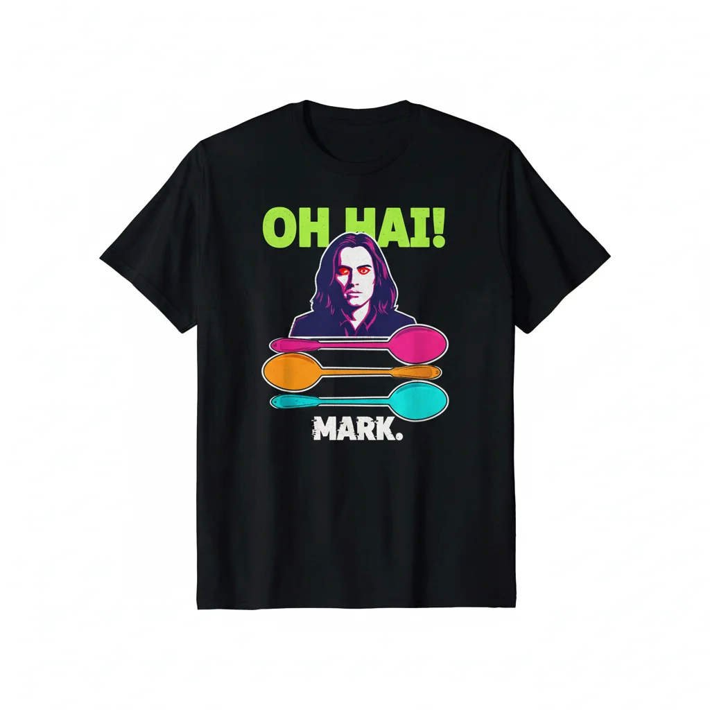 Tommy Wiseau Oh Hi Mark Spoons T-Shirt - The Room Movie Meme Tee