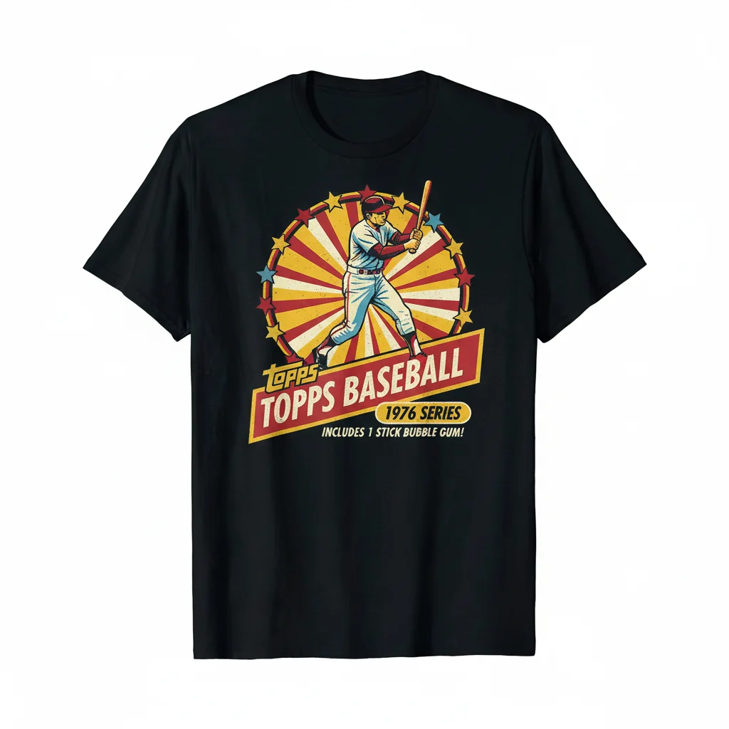 Vintage 1976 Topps Baseball Cards & Bubble Gum Tee – Retro Series Shirt