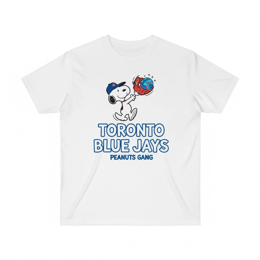 Toronto Blue Jays Peanuts Snoopy Logo Cartoon T-Shirt
