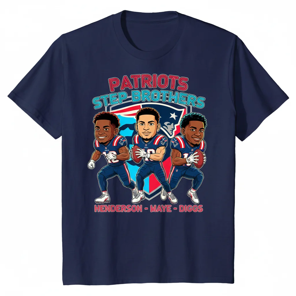 Patriots Football Fan Tee: Henderson, Maye, Diggs "Step Brother" Edition