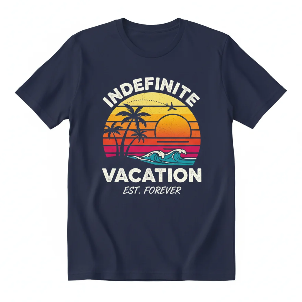 Indefinite Vacation T-Shirt | Durable Pre-Shrunk Tropical Tee