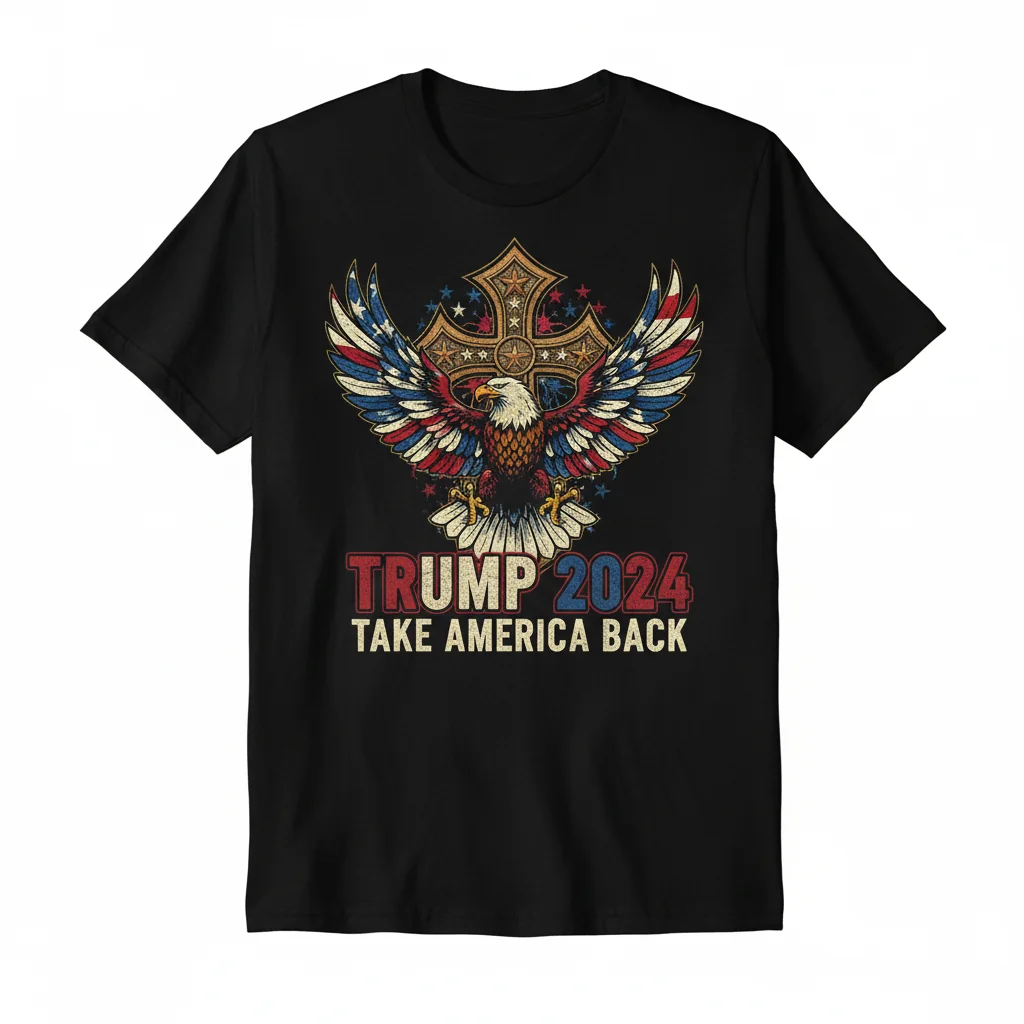 Trump 2024: Reclaim the Spirit Vintage Eagle & Cross Tee