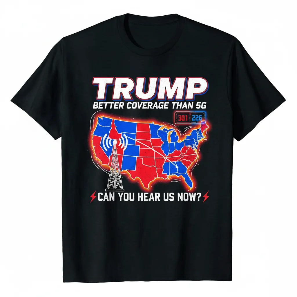 Trump Better Coverage Than 5G Election Results Map Tee - Premium Cotton Graphic T-Shirt