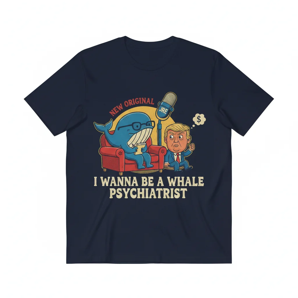 Trump on Joe Rogan Whale Psychiatrist Tee - Funny Pop Culture Shirt