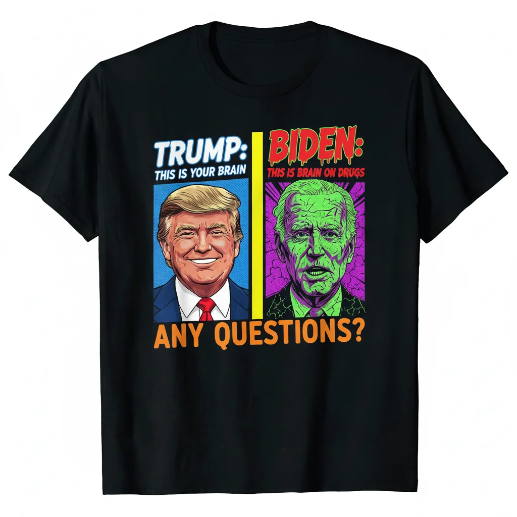 Trump Biden 'Brain on Drugs' Political Statement T-Shirt - Unisex Softstyle Tee