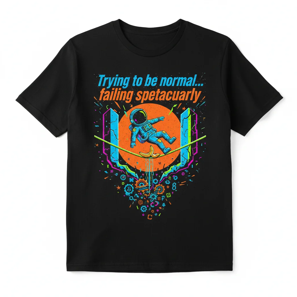 Trying to Be Normal Failing Spectacularly T-Shirt - Premium Ring-Spun Cotton Tee