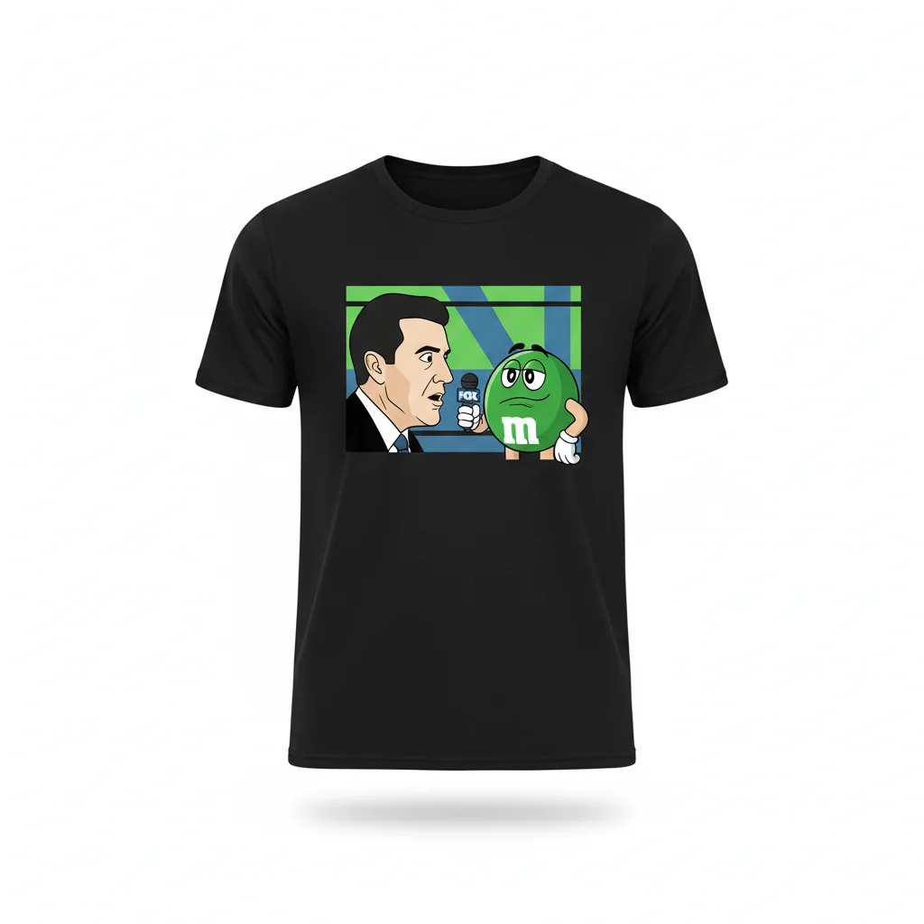 The Unlikely Duo: Tucker & The Green M&M Graphic Tee