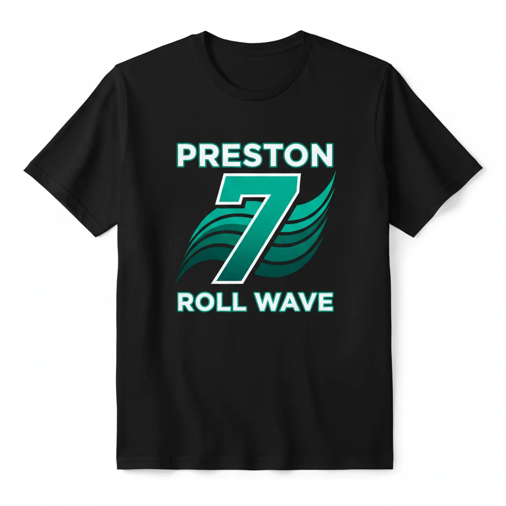 Tulane Green Wave Roll Wave Preston 7 Logo T-Shirt - Officially Licensed Fan Apparel