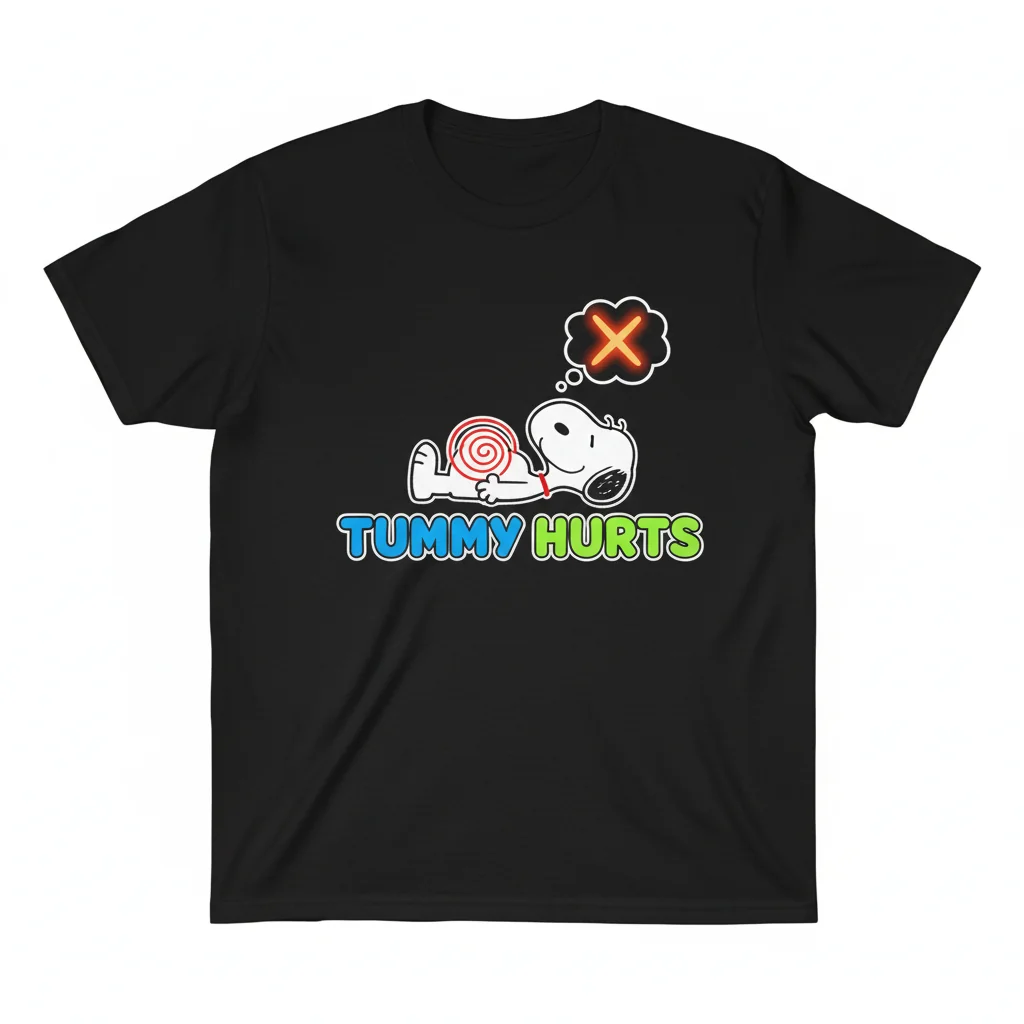 Snoopy Tummy Hurts Peanuts Graphic Tee - Official Peanuts Apparel