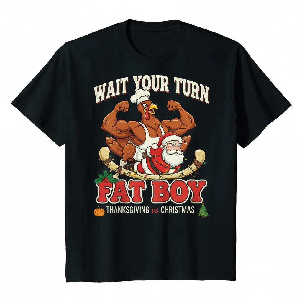 Turkey vs. Santa Claus: Premium Thanksgiving & Christmas Unisex Shirt – Fade-Resistant & Ultra-Soft