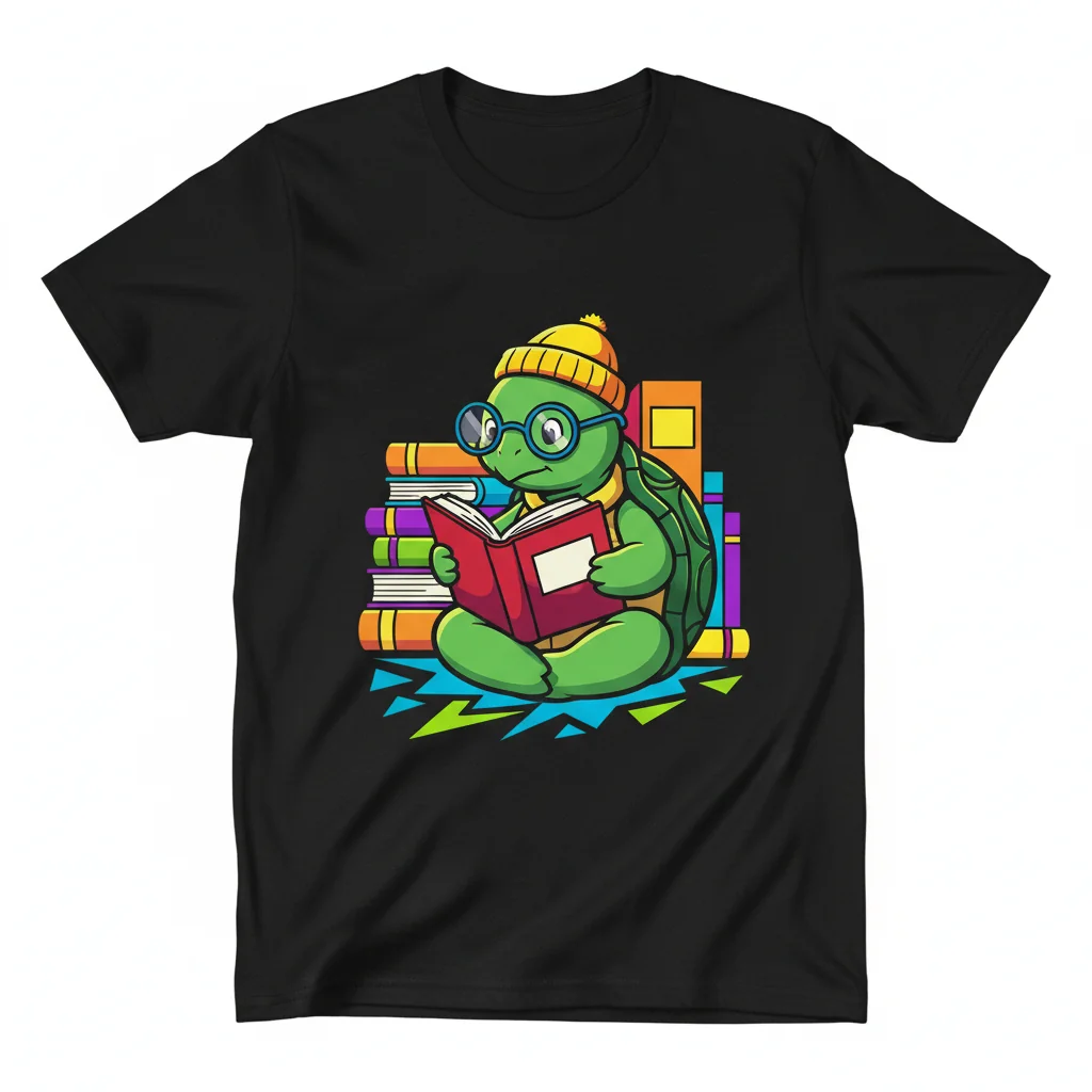 Camiseta Esencial 'Nerd Tortuga con Gafas y Libro' - Ultra Duradera