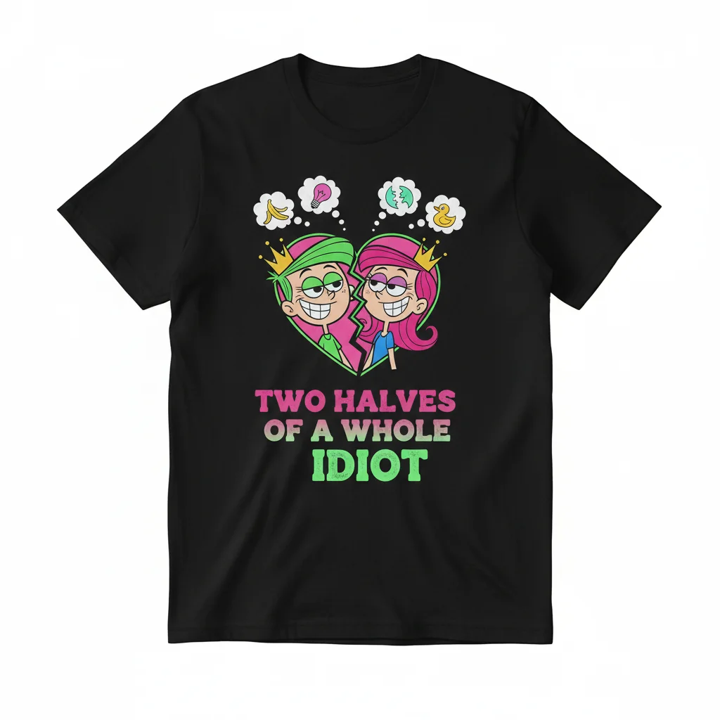 Cosmo & Wanda 'Two Halves of a Whole Idiot' Essential T-Shirt – Durable, Vibrant, & Perfect Fit